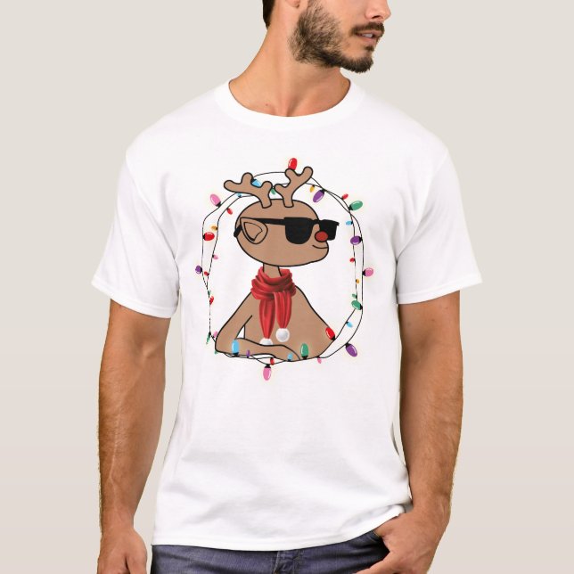 Moderner Urlaub Cool Rentier Weihnachten T-Shirt (Vorderseite)