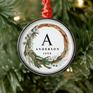 Moderner Urlaub mit minimalem Blattwerk Ornament Aus Metall