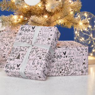 Moderner Urlaub Word Art Beige Weihnachten Geschenkpapier