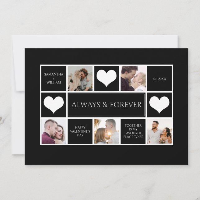 Moderner Valentinstag für FotoCollage Feiertagskarte (Vorderseite)