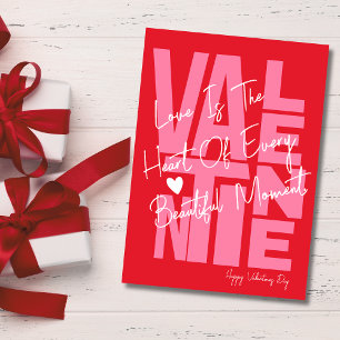 Moderner Valentinstag in Rot und Rosa Feiertagskarte