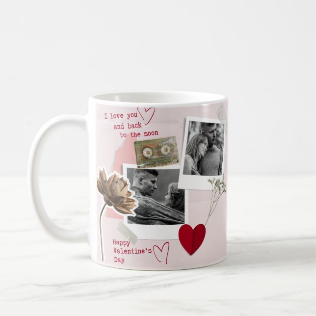 Moderner Valentinstag Personalisiertes Doppelzimme Kaffeetasse (Links)