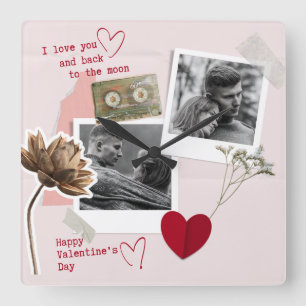 Moderner Valentinstag Personalisiertes Doppelzimme Quadratische Wanduhr