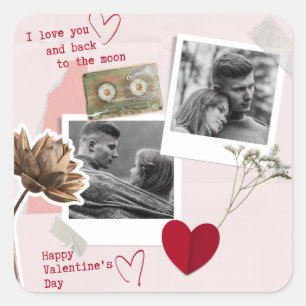 Moderner Valentinstag Personalisiertes Doppelzimme Quadratischer Aufkleber