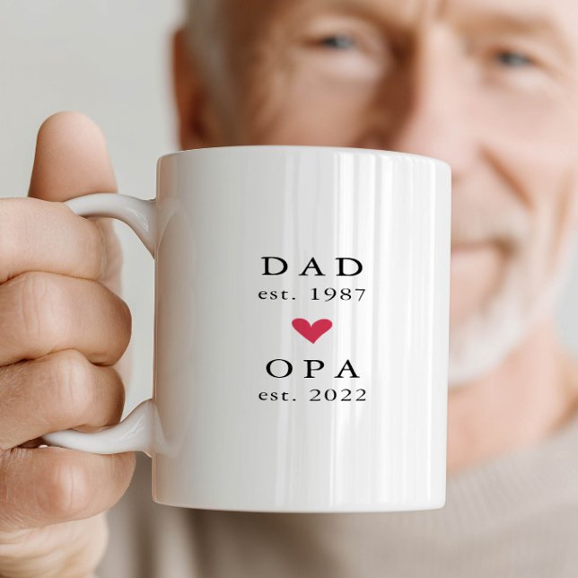Moderner Vater | Opa Year Est. Tasse (Von Creator hochgeladen)