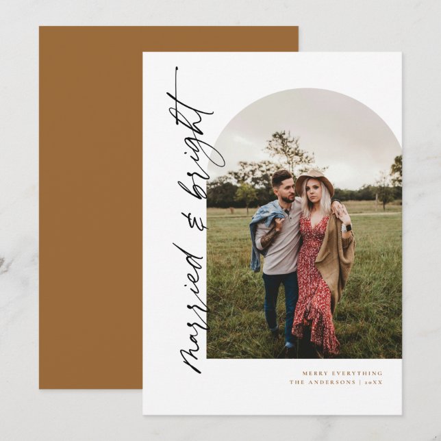 Moderner, Verheirateter und heller Neuvermählter U Einladung (Vorne/Hinten)