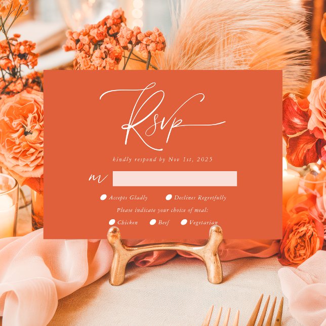 Moderner Verona Sunset Calligraphy QR-Code RSVP Karte (Von Creator hochgeladen)