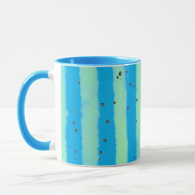 Moderner vertikaler Streifen in Sky Blue Tasse (Links)