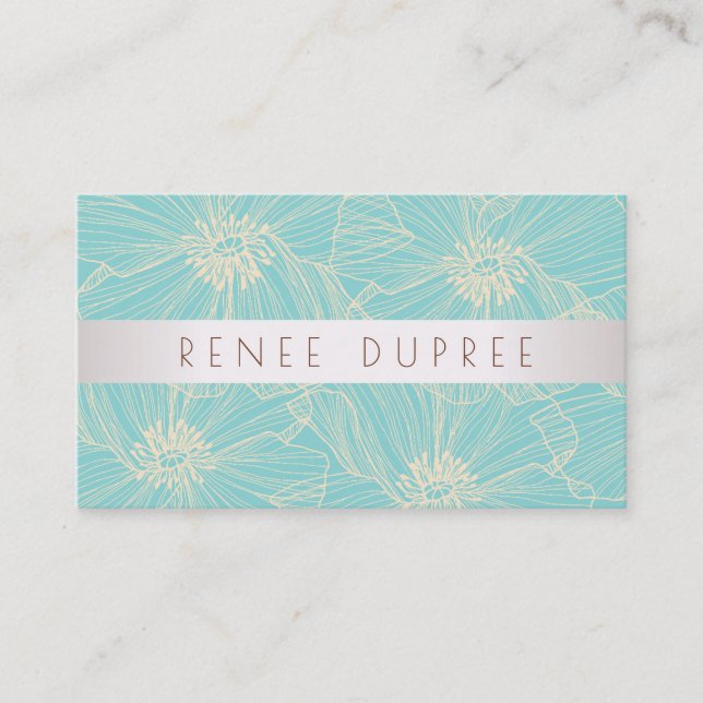 Moderner Vintag türkisfarbener Schönheitssalon Visitenkarte (Vorderseite)