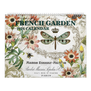 Moderner vintage französischer Garten 2024 Kalende Kalender