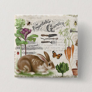Moderner Vintage-Französischer-Garten-Hase Button