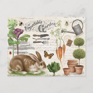 Moderner Vintage Französischer Gartenhase Postkarte