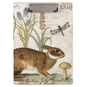 moderner vintage französischer Hase im Garten Klemmbrett