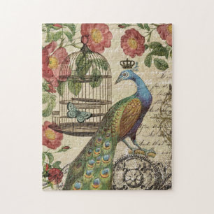 moderner vintage-französischer Pfau Puzzle