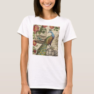 moderner vintage-französischer Pfau T-Shirt