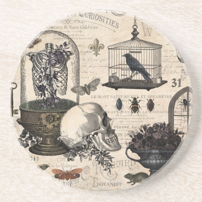 Moderner Vintage-Halloween-Garten Untersetzer (Vorne)