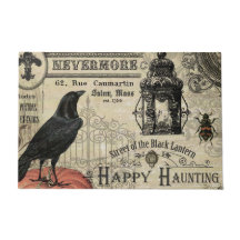moderner Vintage-Halloween-Rabe und Kürbis