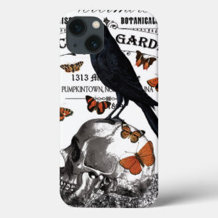 moderner vintage Halloween-Rabe und Totenkopf Case-Mate iPhone Hülle