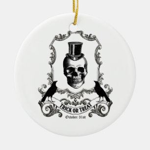 Moderner Vintage-Halloween-Schädel Keramikornament