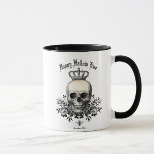 Moderner Vintage-Halloween-Schädel mit Krone Tasse