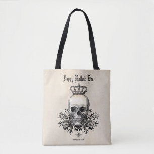 Moderner Vintage-Halloween-Totenkopf und -Krone