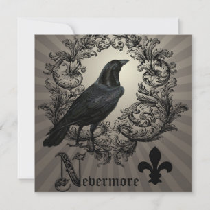 moderner vintage halloweenrabe karte