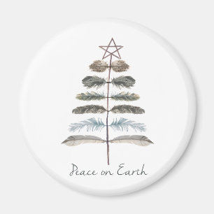 moderner Vintage-rustikaler Winter-Federbaum Magnet