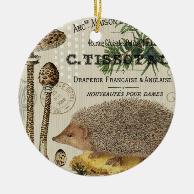 moderner vintage-wald-igel keramik ornament (Vorne)