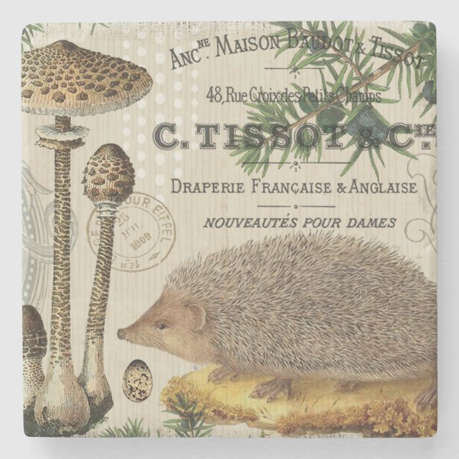 moderner vintage-wald-igel steinuntersetzer (Vorderseite)