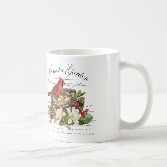 Moderner Vintage-Weihnachtskardinal Kaffeetasse (Rechts)
