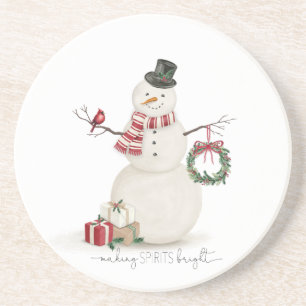 Moderner vintage-Weihnachtsmann-Schneemann Getränkeuntersetzer