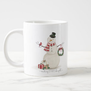 Moderner vintage-Weihnachtsmann-Schneemann Jumbo-Tasse