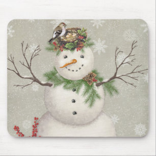 moderner vintage wintergarten schneemann mousepad