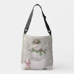 moderner vintage wintergarten schneemann tragetaschen mit langen trägern