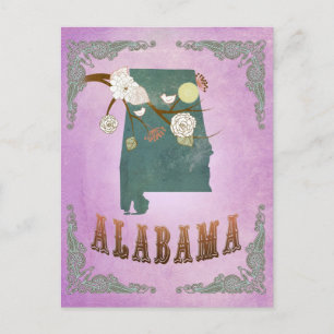 Moderner Vintager Alabama Staat Karte - Lila Traub