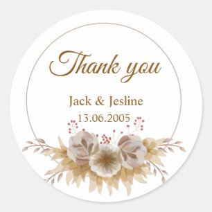 Moderner Vintager Blumenaufkleber für Hochzeiten Runder Aufkleber