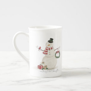 Moderner Vintager Feiertag Snowman Prozellantasse