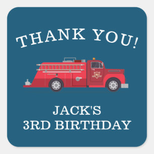 Moderner Vintager Feuerwehrmann Motor Feuerwehrman Quadratischer Aufkleber