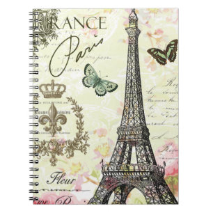 moderner Vintager Franzoseeiffel-Turm Notizblock