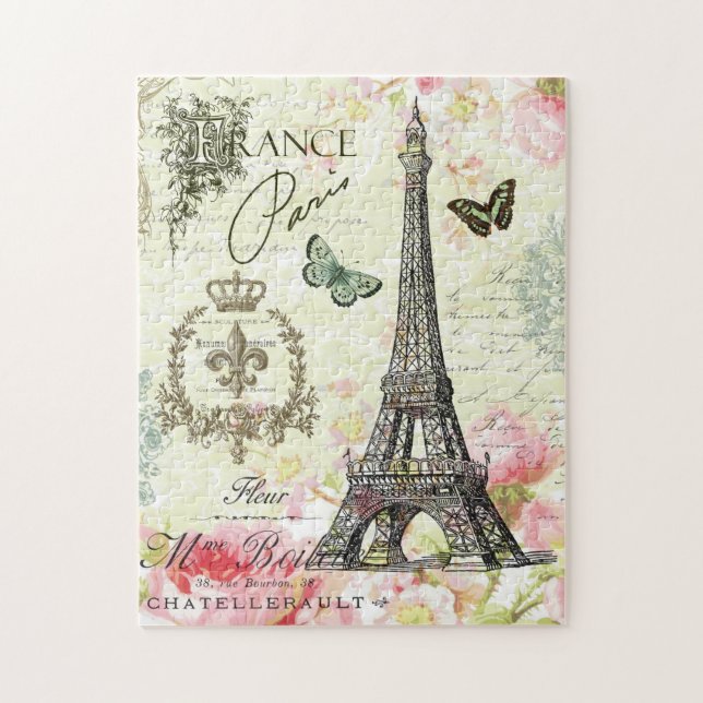 moderner Vintager Franzoseeiffel-Turm Puzzle (Vertikal)