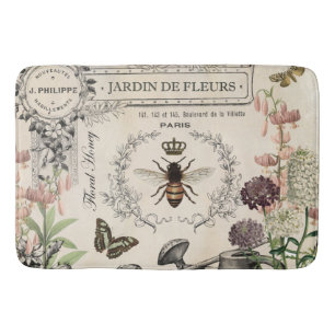 Moderner Vintager französischer Bienengarten Badematte