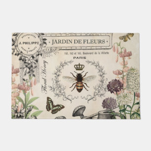 Moderner Vintager französischer Bienengarten Fußmatte