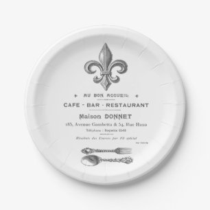 MODERNER VINTAGER FRANZÖSISCHER BISTRO PAPPTELLER