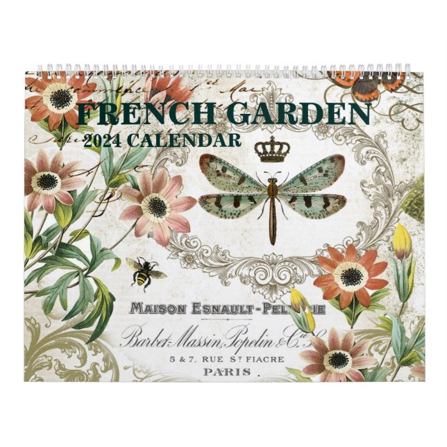 Moderner Vintager französischer Garten 2024 Kalender (Titelbild)