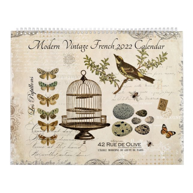 Moderner Vintager französischer Kalender 2022 (Titelbild)