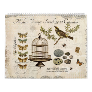 Moderner Vintager französischer Kalender 2022