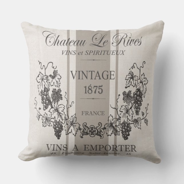 moderner Vintager französischer Kornbeutelwein Kissen (Vorderseite)