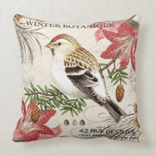 moderner Vintager französischer Wintervogel Kissen