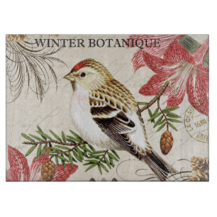 moderner Vintager französischer Wintervogel Schneidebrett