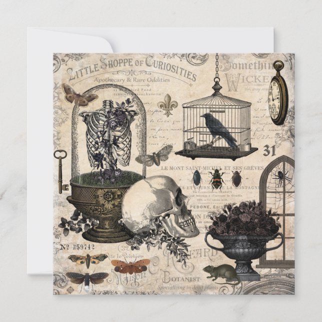 Moderner Vintager Halloween-Garten Karte (Vorderseite)